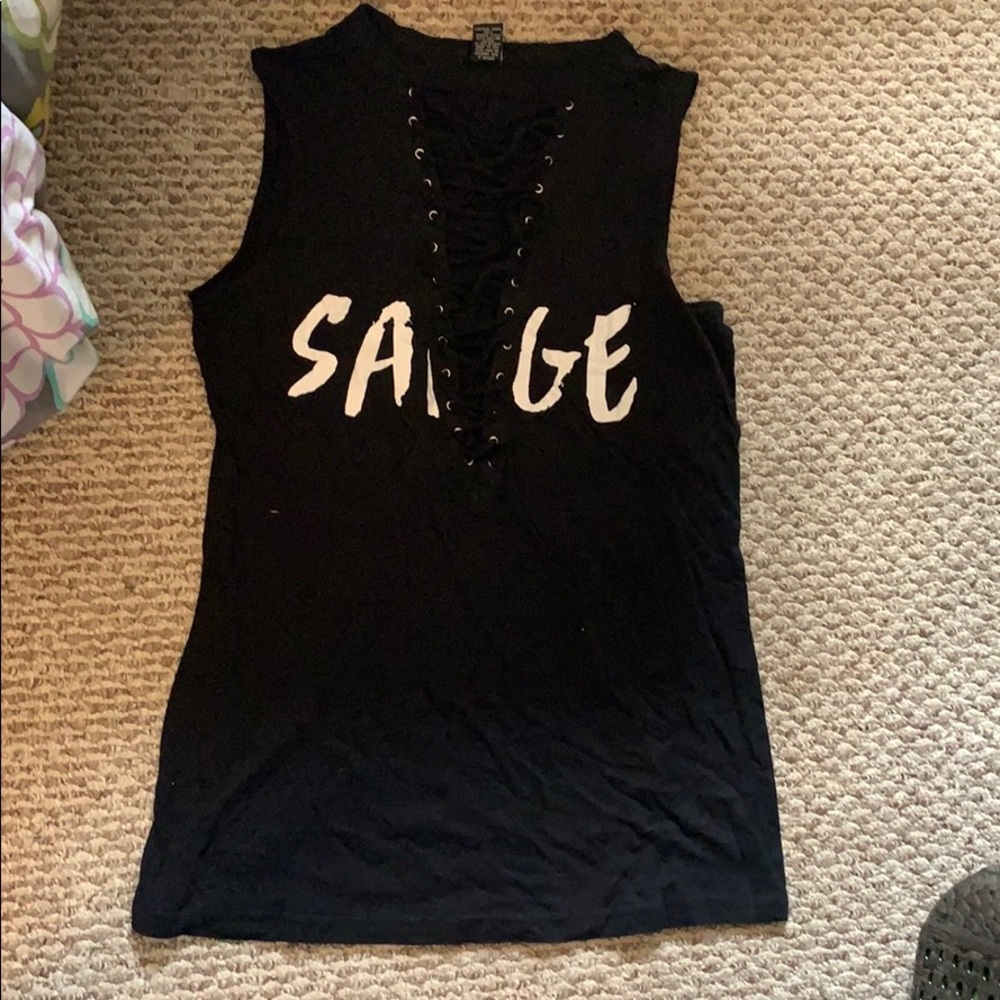 “Savage” Lace-Up Tank
